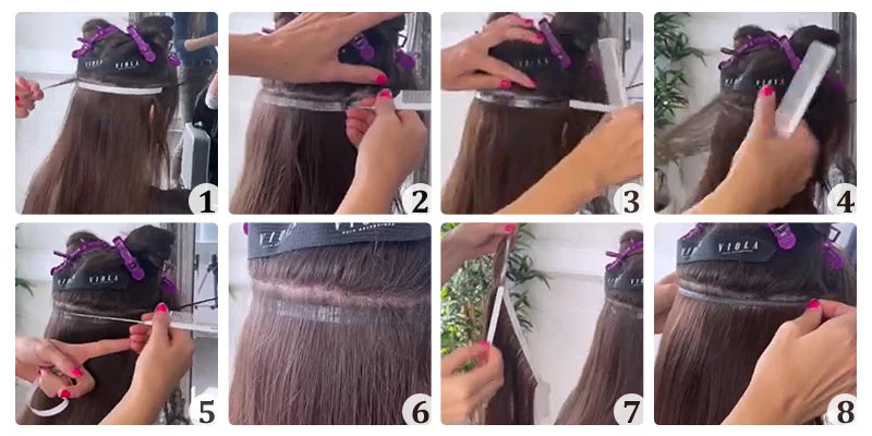 Extensiones de cabello humano con trama de PU de cinta larga invisible, cabello natural real, sin costuras ni pegamento Extensions con puntas llenas